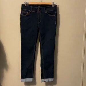 Wax Jean Blue Ankle Cropped Jeans with Rolled Hem
